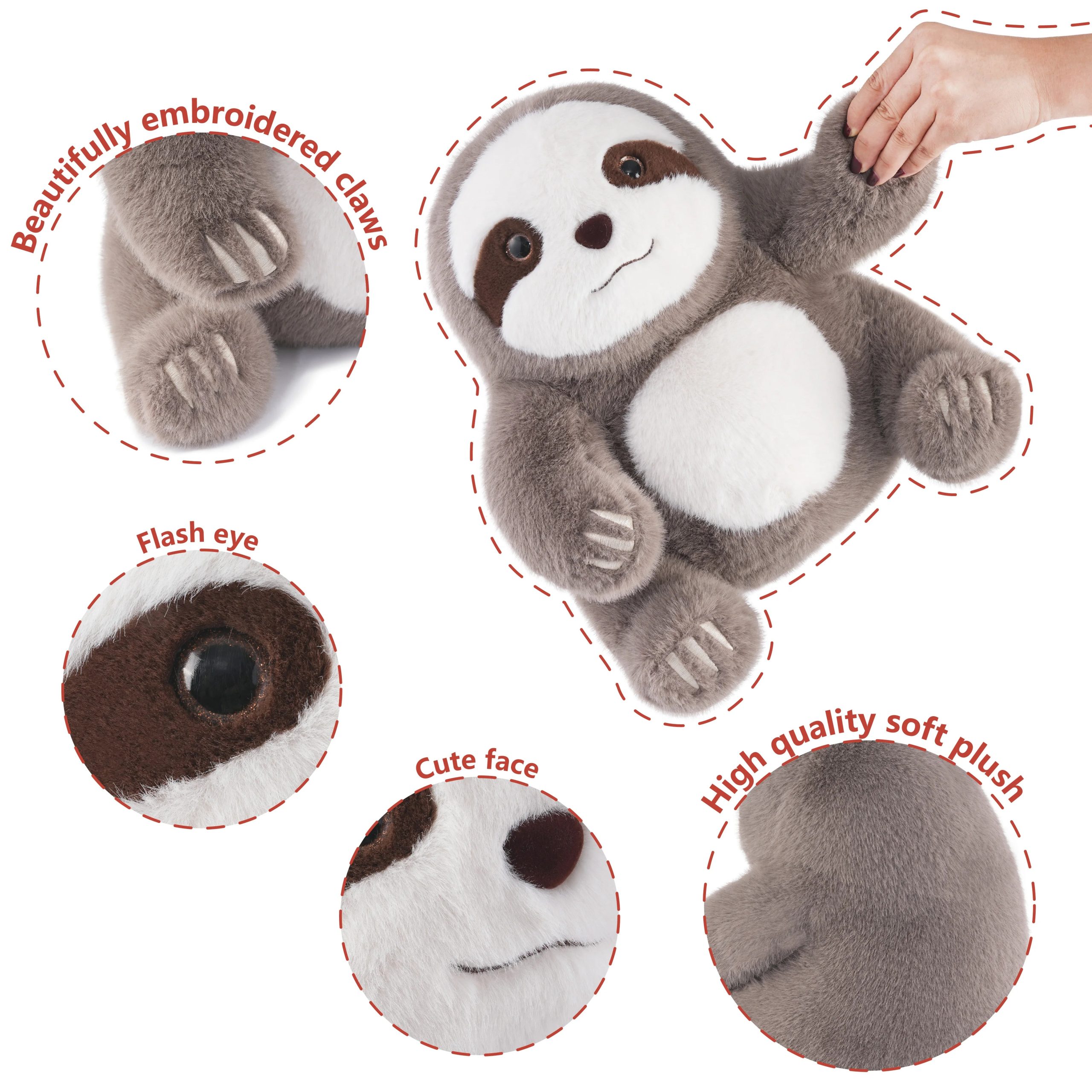 14" Weighted Sloth Stuffed Animal – 3.5lb Plush Toy for Kids & Adults, Soothing Anxiety Relief Gift - Image 4