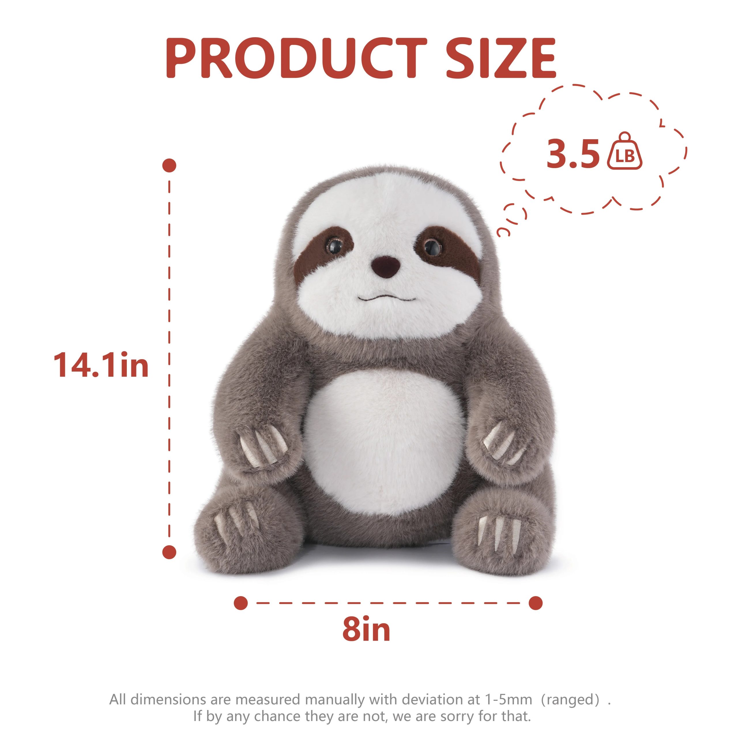 14" Weighted Sloth Stuffed Animal – 3.5lb Plush Toy for Kids & Adults, Anxiety Relief Gift - Image 5