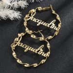 MYDIY Custom Name Hoop Earrings – Personalized Stainless Steel Twist Hoops