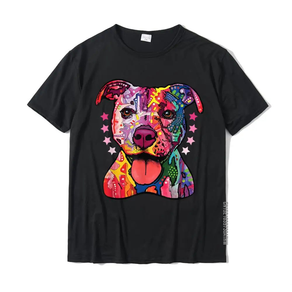 Rainbow Pitbull T-Shirt – Oversized Cotton Tee for Dog Lovers