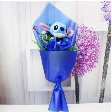 9 Styles Kawaii Stitch Soap Flower Plush Toy – Soft Stuffed Anime Doll - Image 6