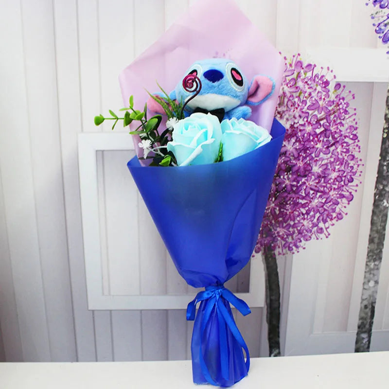 9 Styles Kawaii Stitch Soap Flower Plush Toy – Soft Stuffed Anime Doll - Image 17