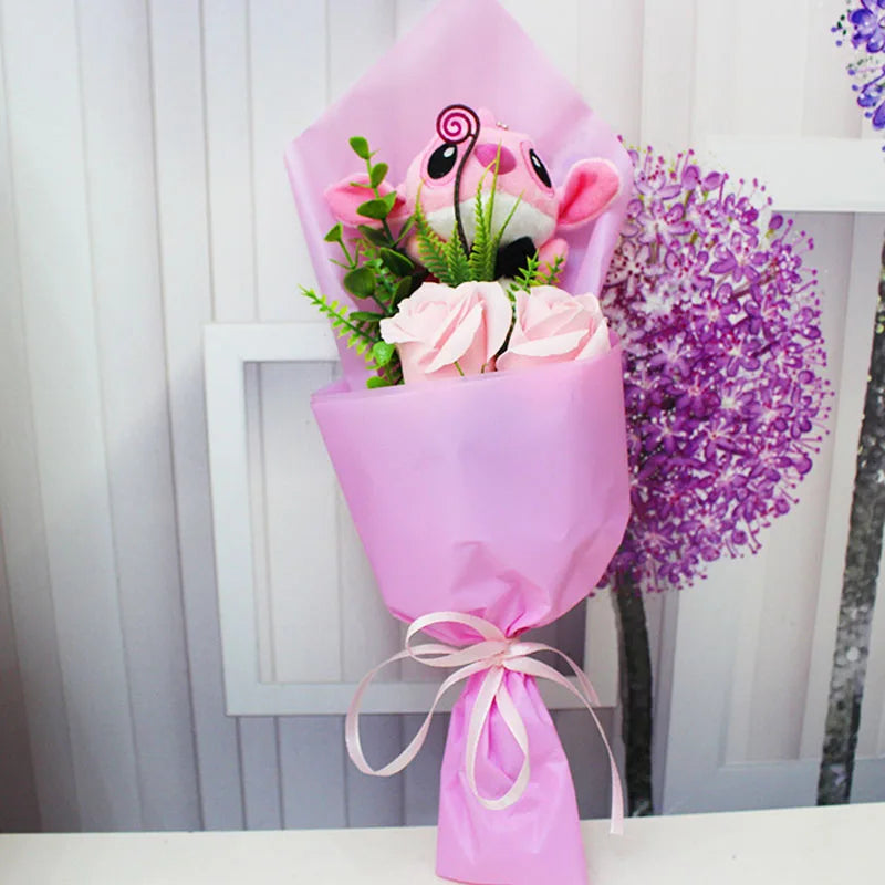 9 Styles Kawaii Stitch Soap Flower Plush Toy – Soft Stuffed Anime Doll - Image 11