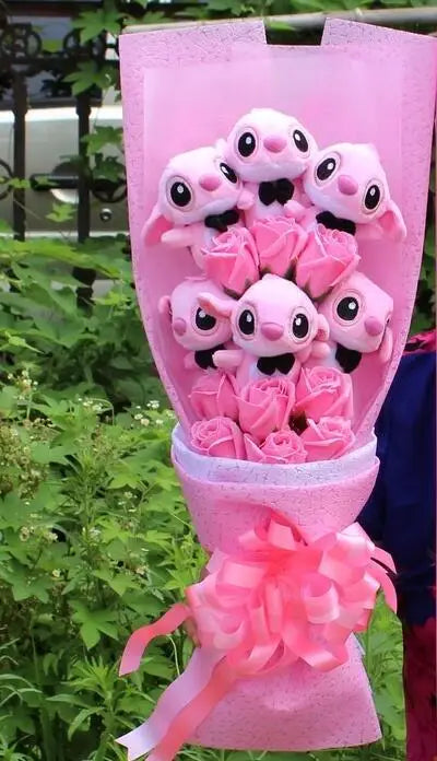 9 Styles Kawaii Stitch Soap Flower Plush Toy – Soft Stuffed Anime Doll - Image 15