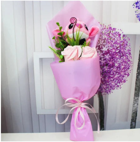 9 Styles Kawaii Stitch Soap Flower Plush Toy – Soft Stuffed Anime Doll - Image 5