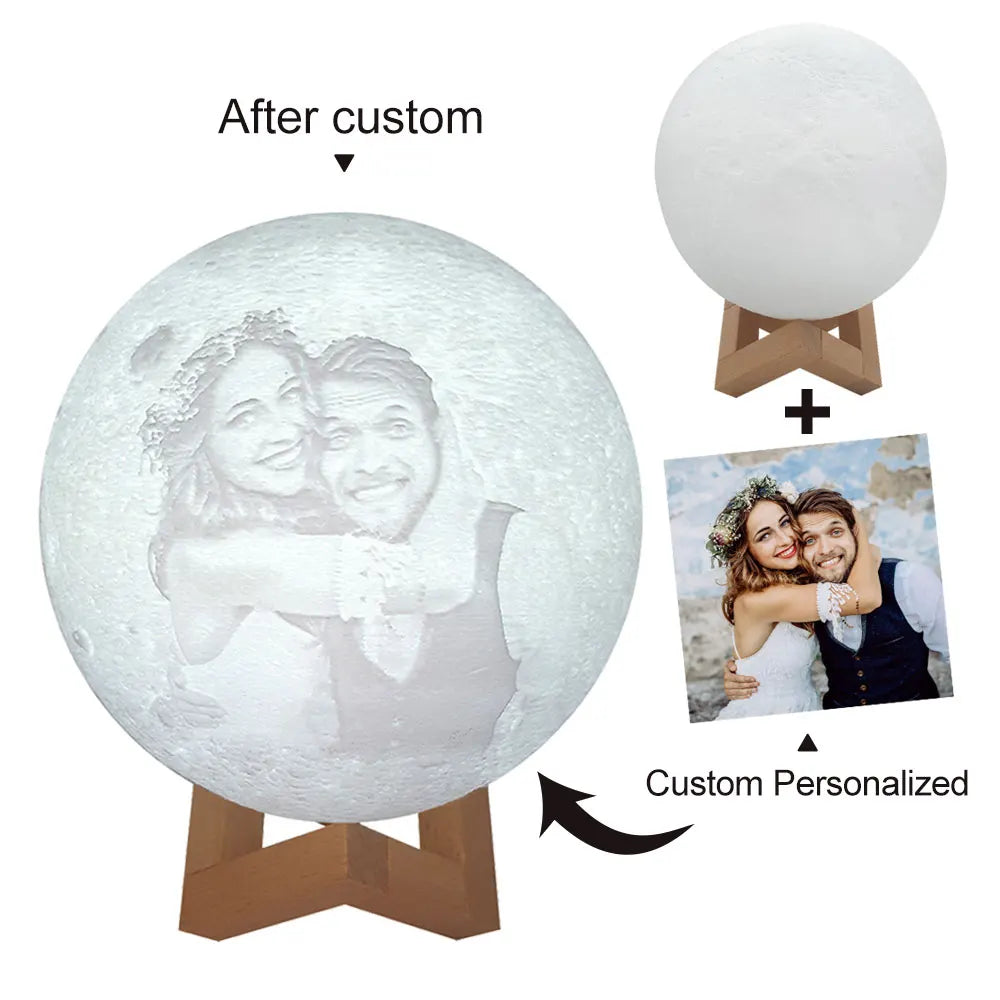 3D Printing Moon Lamp – Personalized Photo & Text Custom Night Light for Birthday, Mother’s Day & Valentine’s Gifts - Image 2
