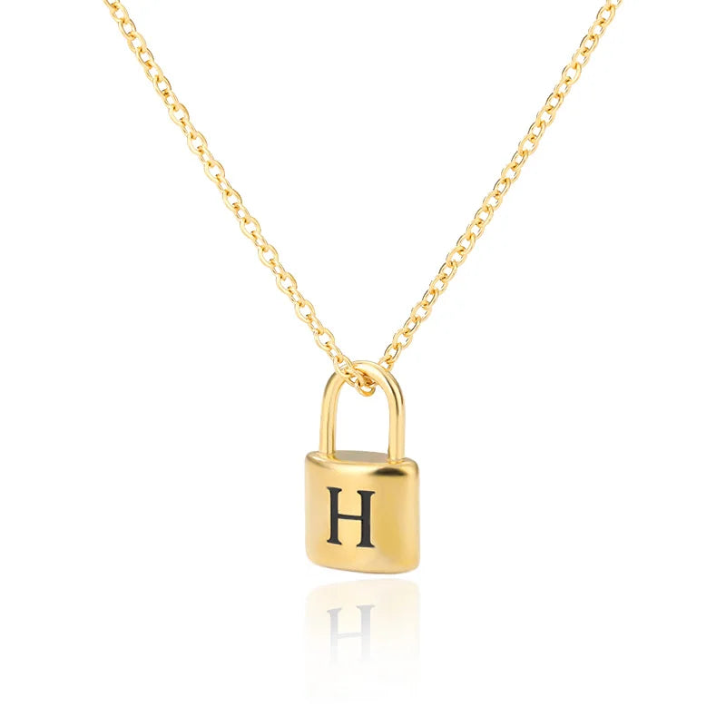Stainless Steel Lock Pendant Necklace – A–Z Initial Capital Letter Jewelry for Women - Image 15