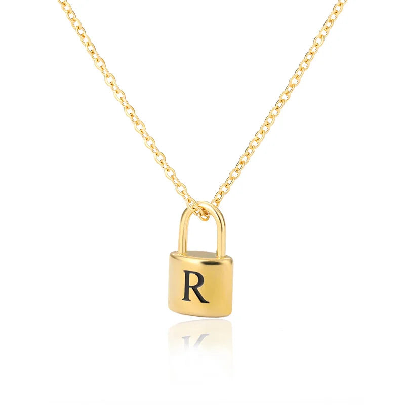 Stainless Steel Lock Pendant Necklace – A–Z Initial Capital Letter Jewelry for Women - Image 12