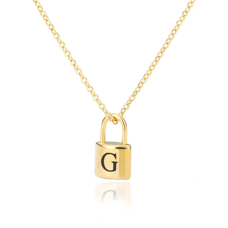 Stainless Steel Lock Pendant Necklace – A–Z Initial Capital Letter Jewelry for Women - Image 9