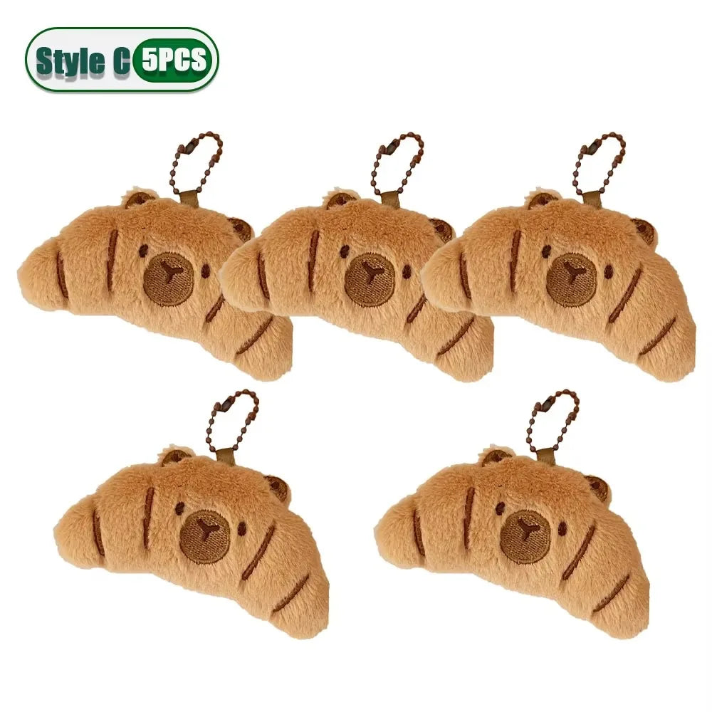 1–10PCS Gourmet Capybara Plush Pendant – Cute Cartoon Doll for Bags, Decor & Gifts - Image 11