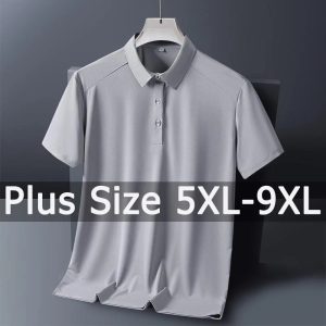 Plus Size Men’s Polo T-Shirt – 9XL Loose Fit Casual Formal Tee for Up to 150kg