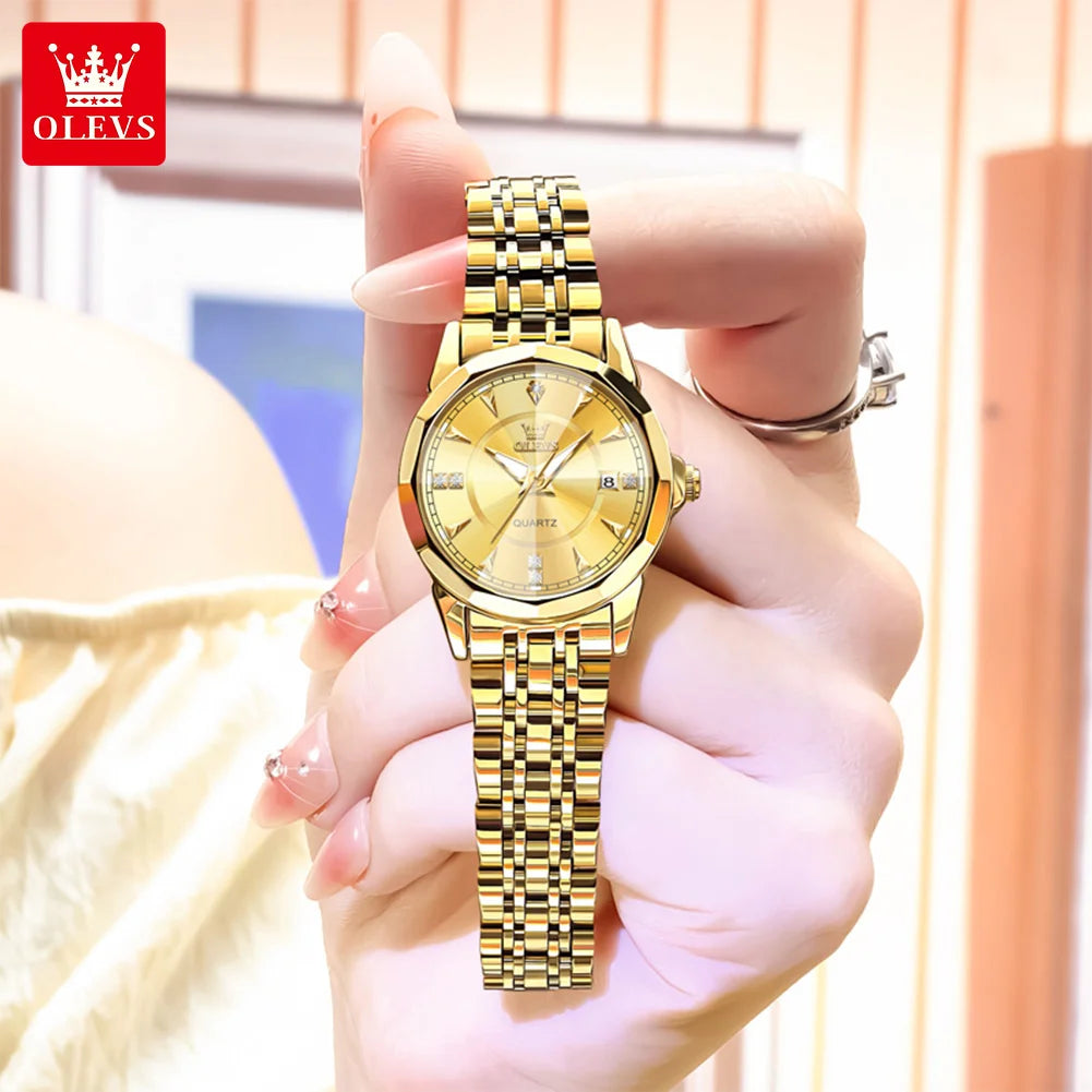 OLEVS 9977 Men's Rhombus Mirror Quartz Watch – Waterproof Luminous Stainless Steel Timepiece - Image 7