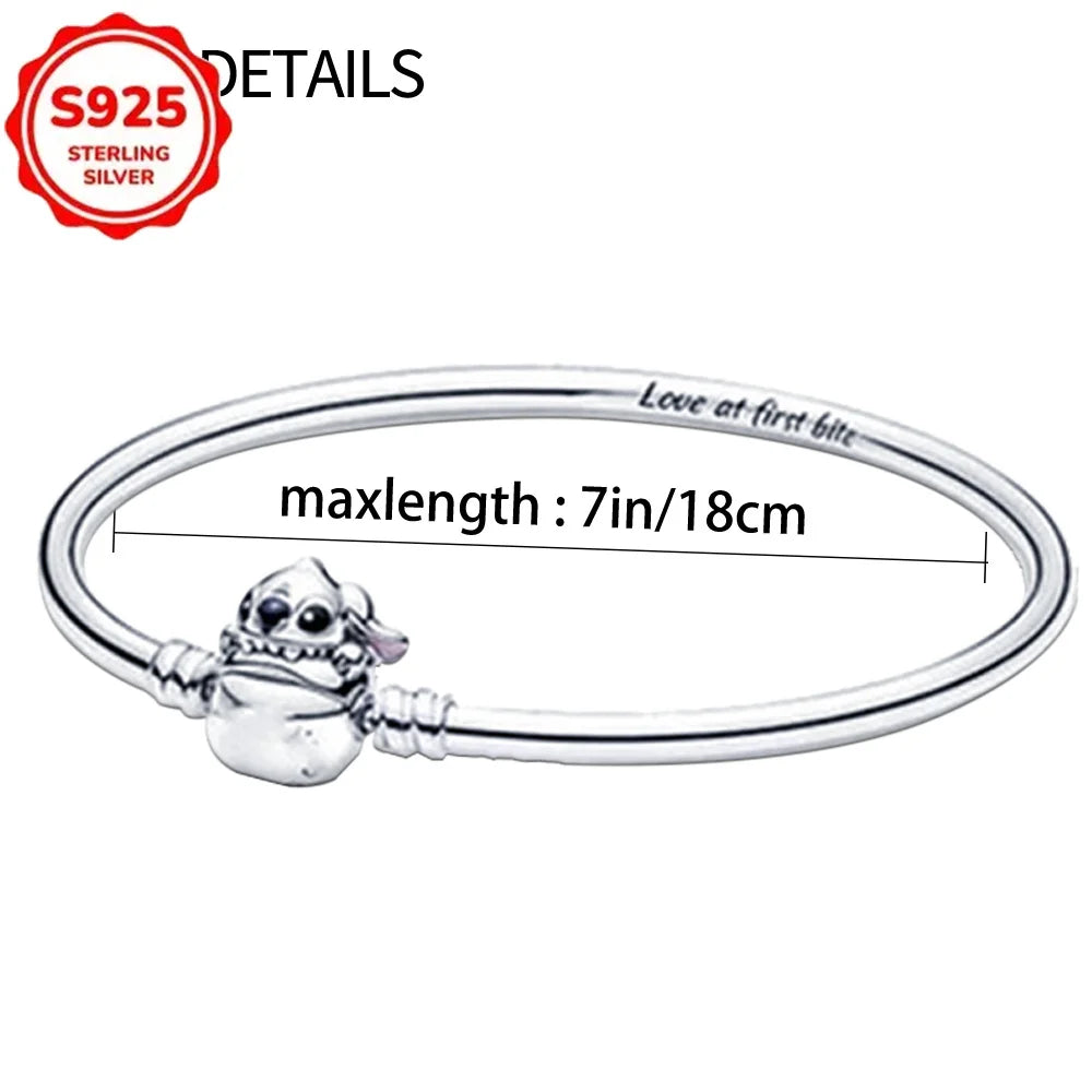 Disney 925 Sterling Silver Beads – Mickey, Stitch, Princess, Cinderella Charms for DIY Bracelets - Image 9
