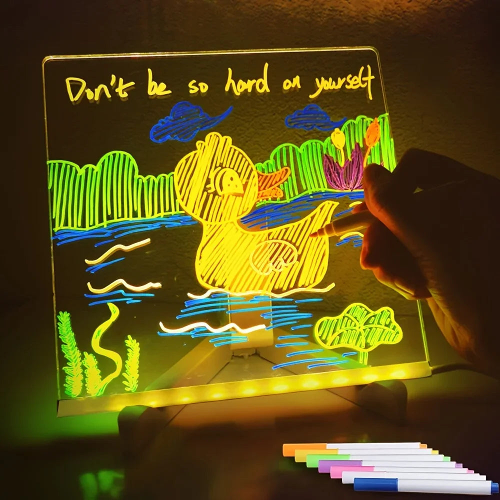 LED Note Board Night Light – DIY Acrylic Message Board with 7 Colorful Pens for Kids - Image 5