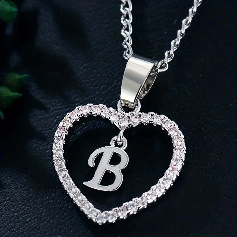 Bohemian Style Heart-Shaped Letter Pendant Necklace - Image 20