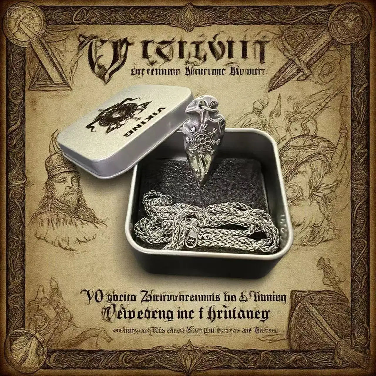 HNSP Viking Shield Pendant Necklace – 316L Stainless Steel Chain for Men - Image 10