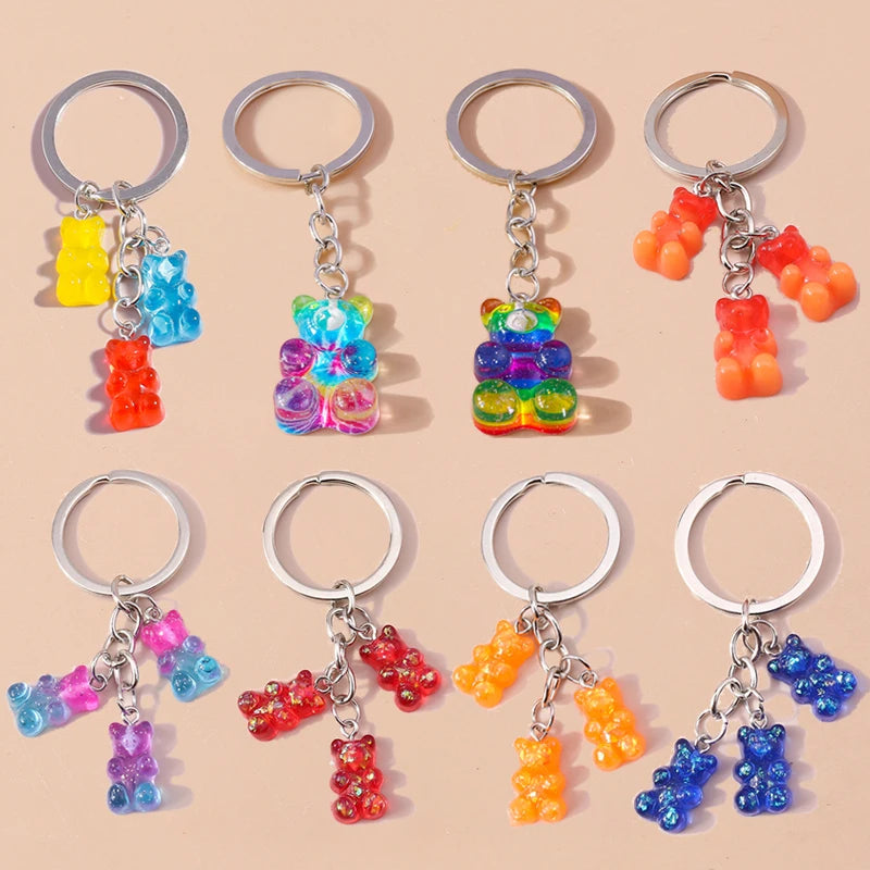 Cute 3D Dazzling Bear Keychain – Sparkling Animal Pendant for Car Keys & Handbags