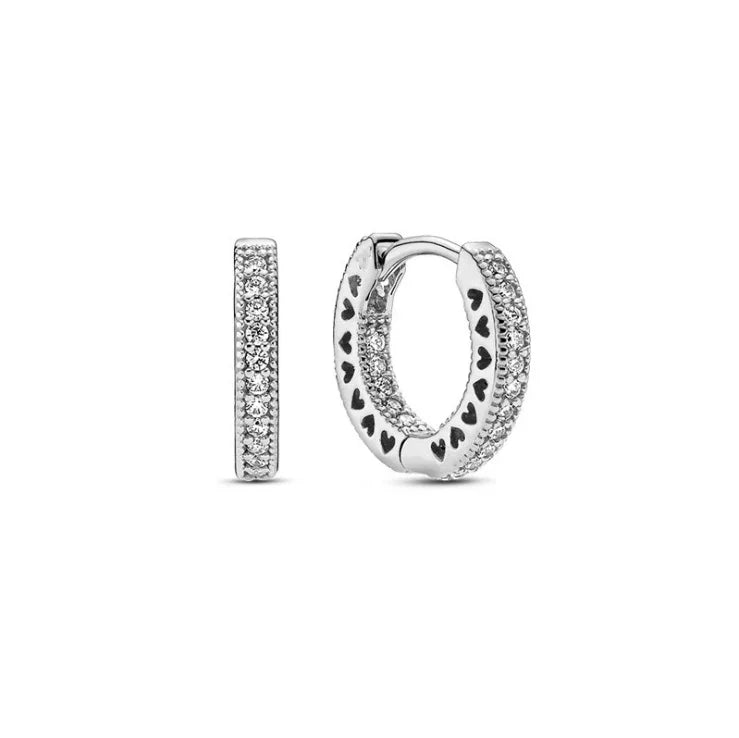 Luxury Original 925 Sterling Silver Chunky Hoop Earrings – Big Heart Circle Zircon Design - Image 76