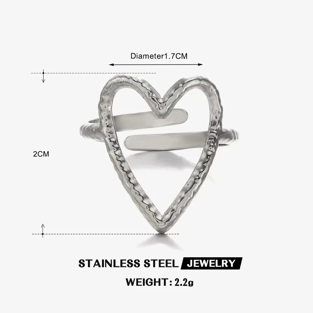 Gold Color Stainless Steel Heart Ring - Image 15