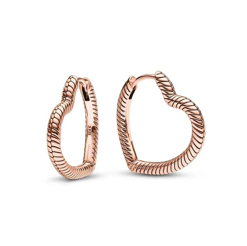 Luxury Original 925 Sterling Silver Chunky Hoop Earrings – Big Heart Circle Zircon Design - Image 55