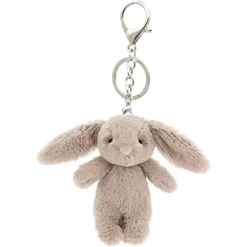 Cute Bunny Plush Keychain – 3.5" Mini Rabbit Bag Charm Pendant for Women (Gray)
