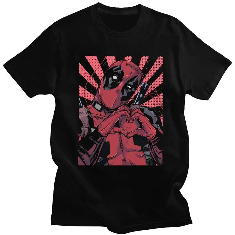 Cool Deadpool Heart Hands T-Shirt – Men’s Short Sleeve Cotton Tee