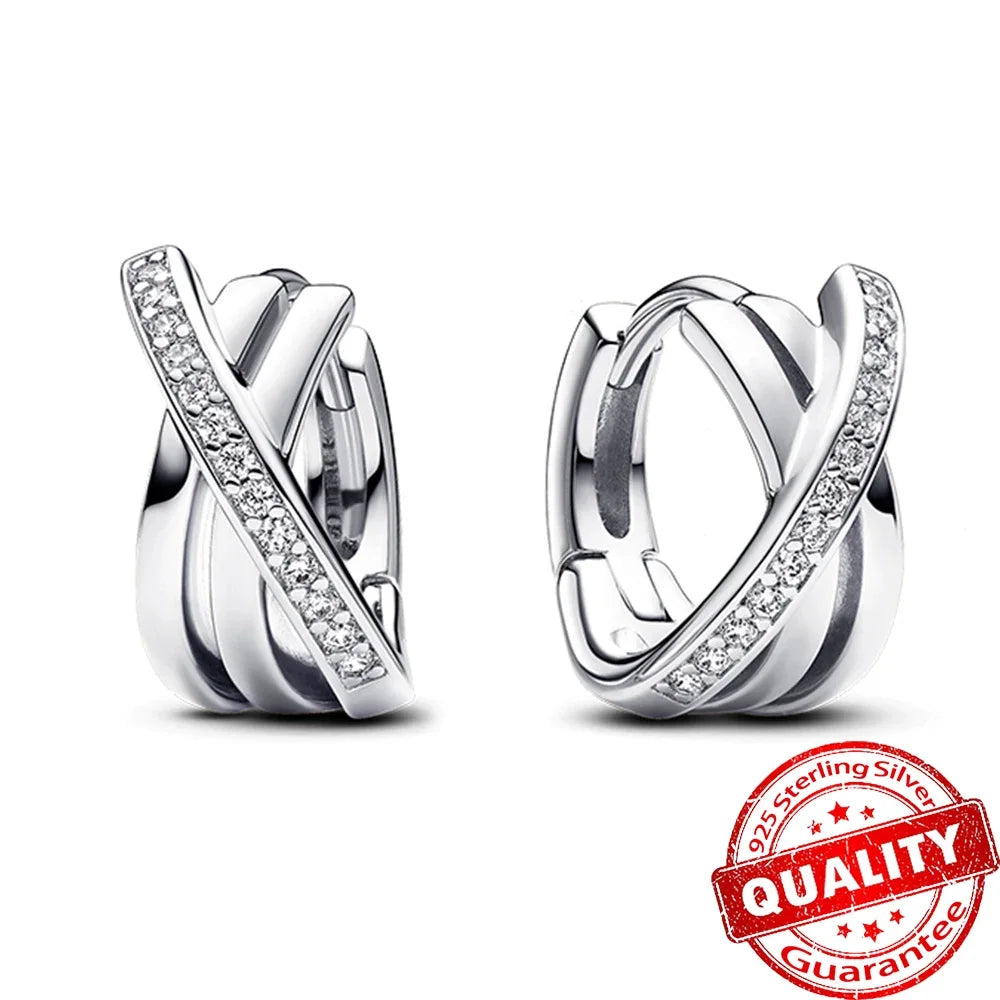 Luxury Original 925 Sterling Silver Chunky Hoop Earrings – Big Heart Circle Zircon Design - Image 22