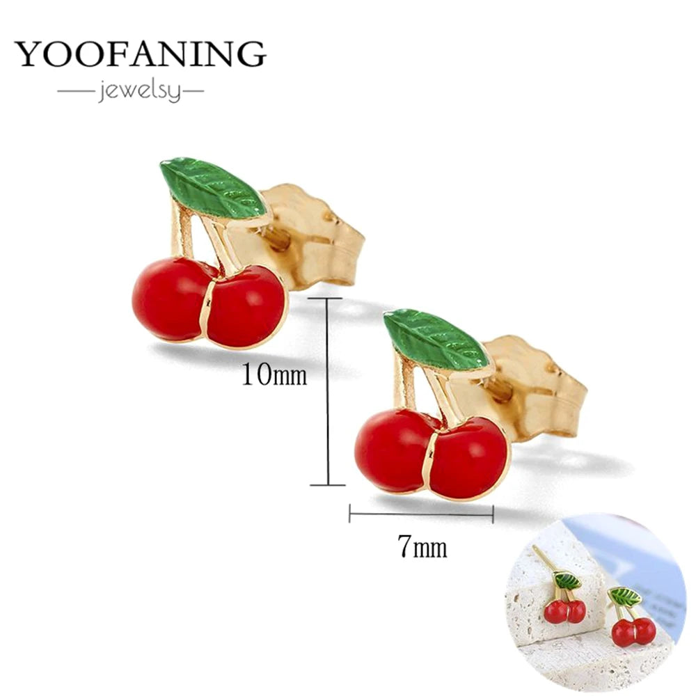 925 Sterling Silver Red Series Hoop Earrings – Red Zircon Love, Strawberry & Starfish Design - Image 34