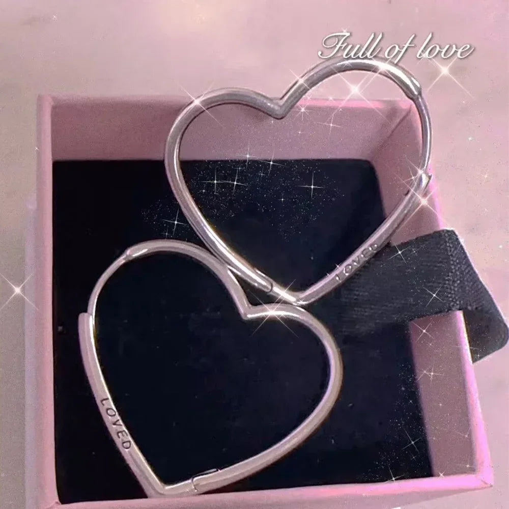 925 Sterling Silver Three-Color Asymmetrical Heart Earrings – Playful Love Design for Women - Image 2