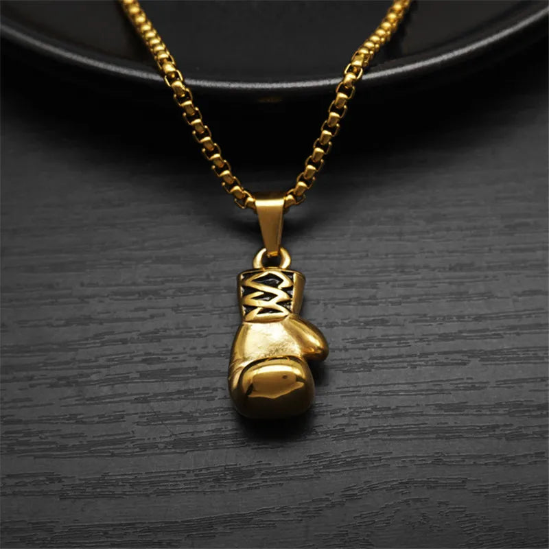 Boxing Gloves Pendant Necklace – Punk Stainless Steel Chain for Men & Boyfriend Gift - Image 5