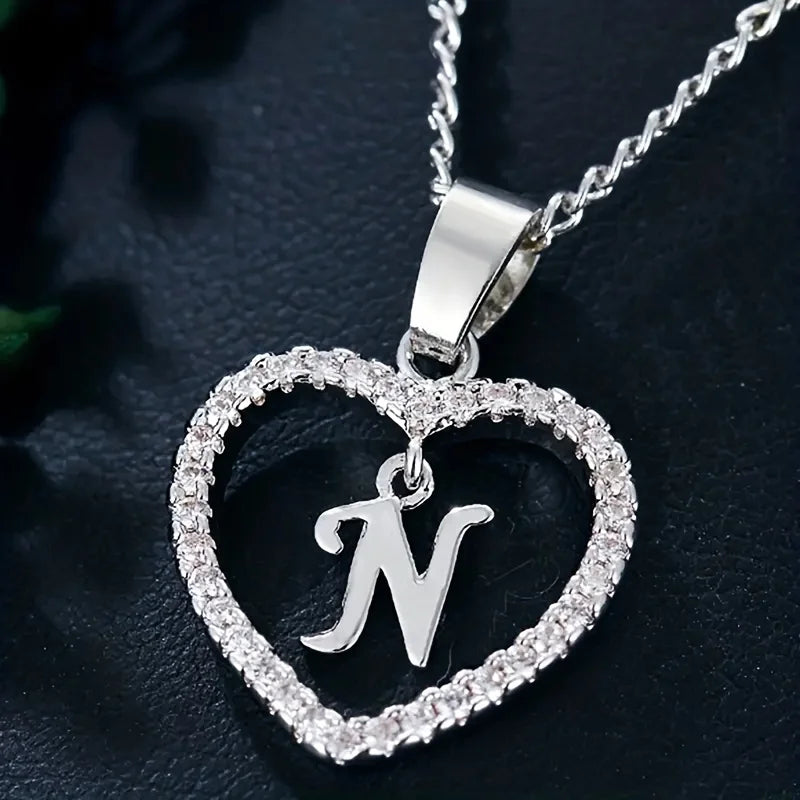 Bohemian Style Heart-Shaped Letter Pendant Necklace - Image 19