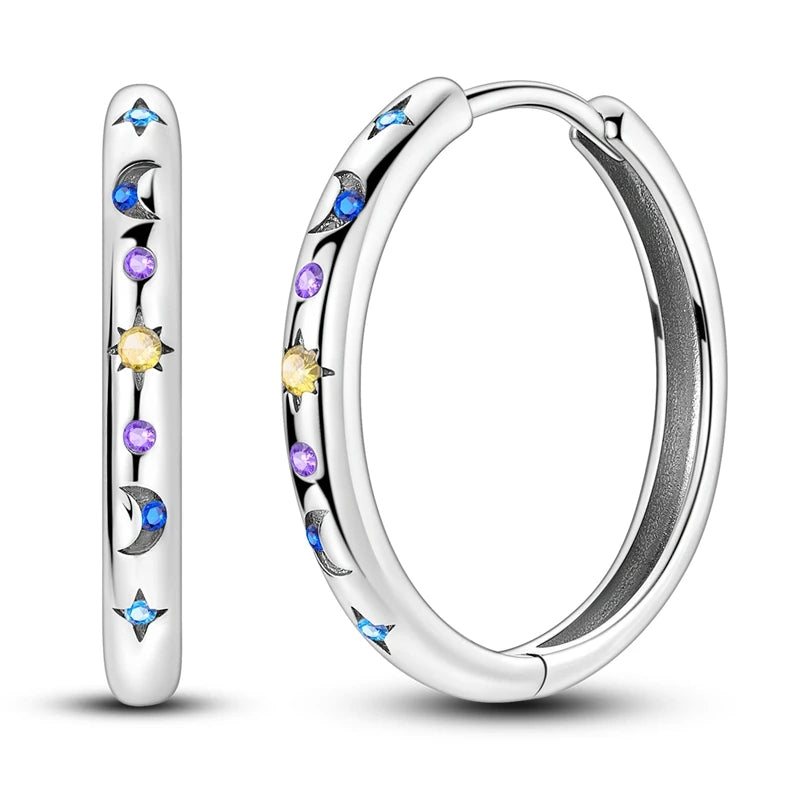 Original 925 Sterling Silver Colorful Hoop Earrings – Gold & Rose Gold for Women - Image 8