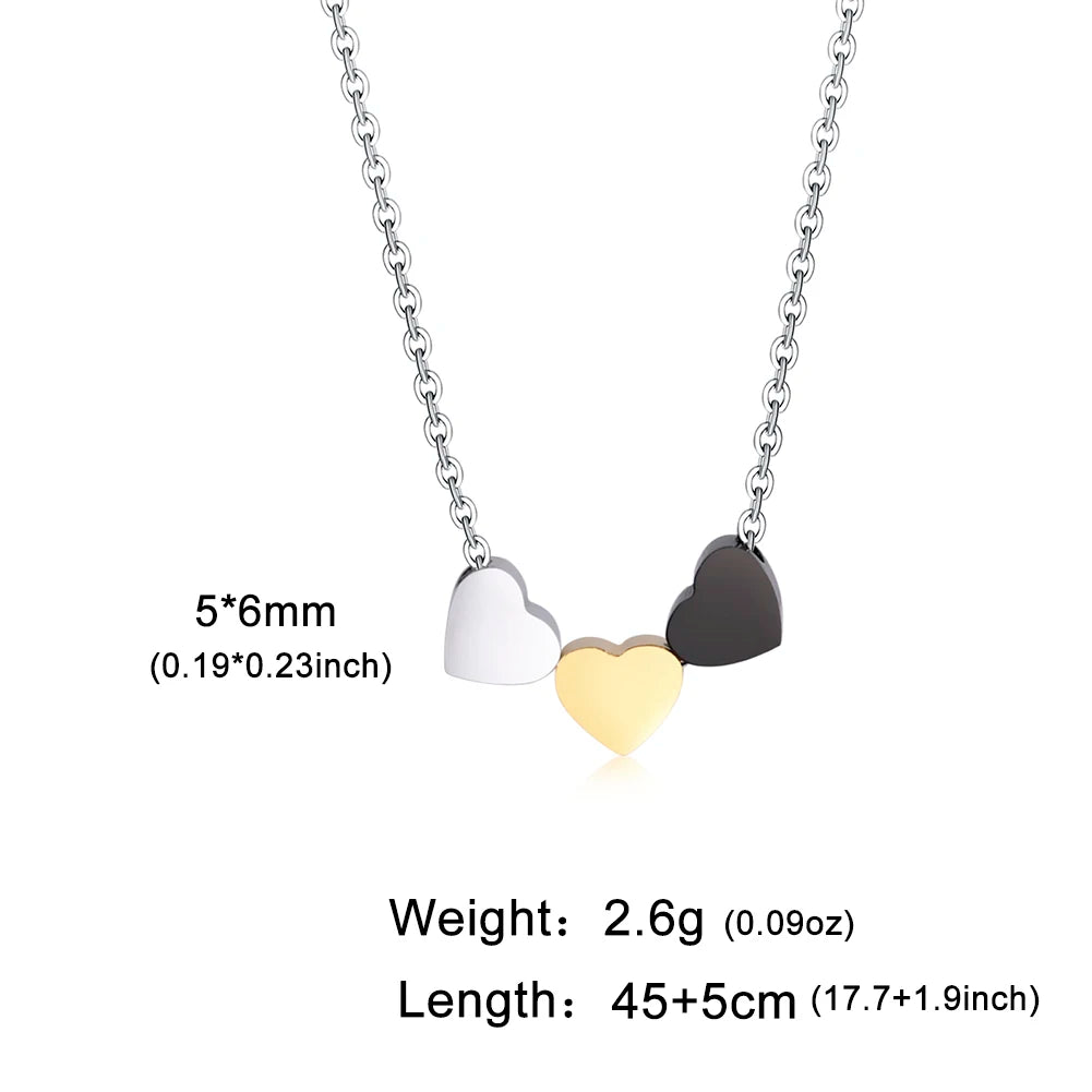 Cazador Kpop 3 Hearts Choker Necklace – Stainless Steel Minimalist Jewelry for Women & Girls - Image 10