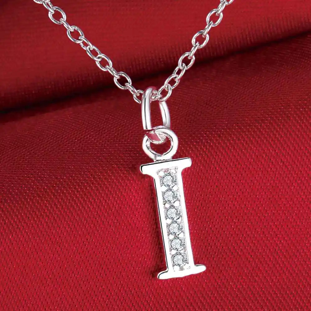 26 Letters 925 Sterling Silver Necklace Pendant – Zircon Accent Jewelry for Women - Image 22