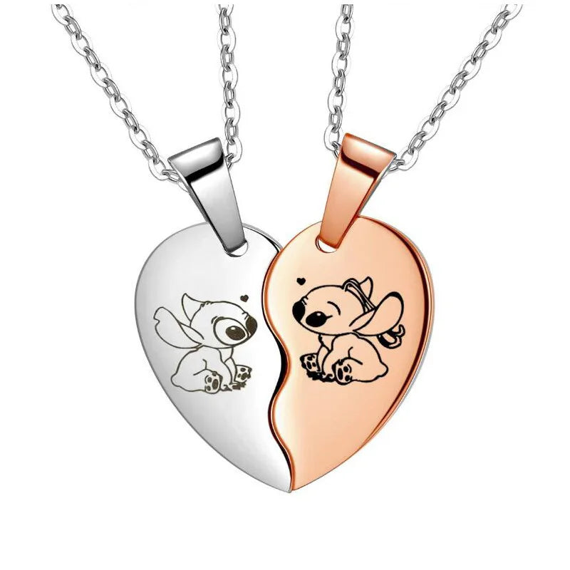 1 Pair Lilo & Stitch Pendant Necklaces – Kawaii Stainless Steel Couple Neck Chains - Image 23