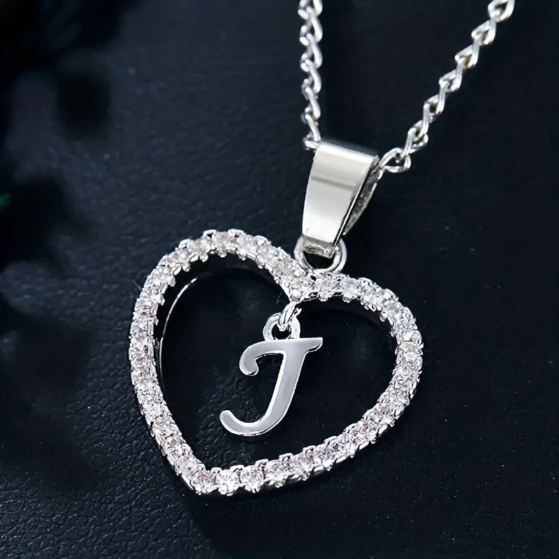 Bohemian Style Heart-Shaped Letter Pendant Necklace - Image 26