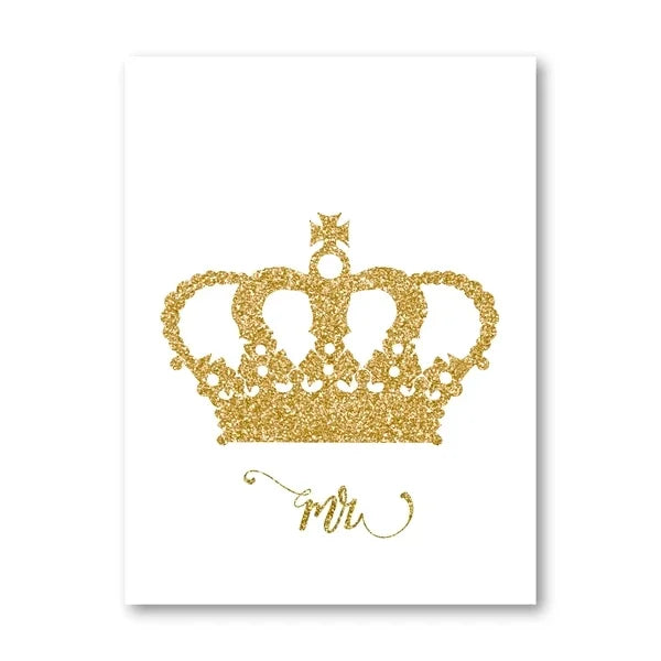 King and Queen Gold Crown Mr & Mrs Love Poster – Aesthetic Couple Canvas Wall Art - Image 8