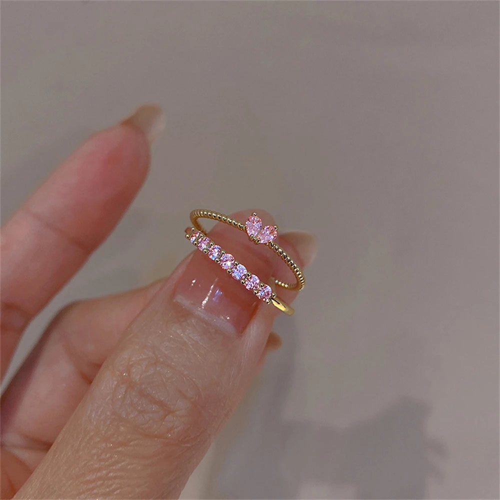 Aesthetic Elegant Dainty Crystal Heart Rings - Image 8