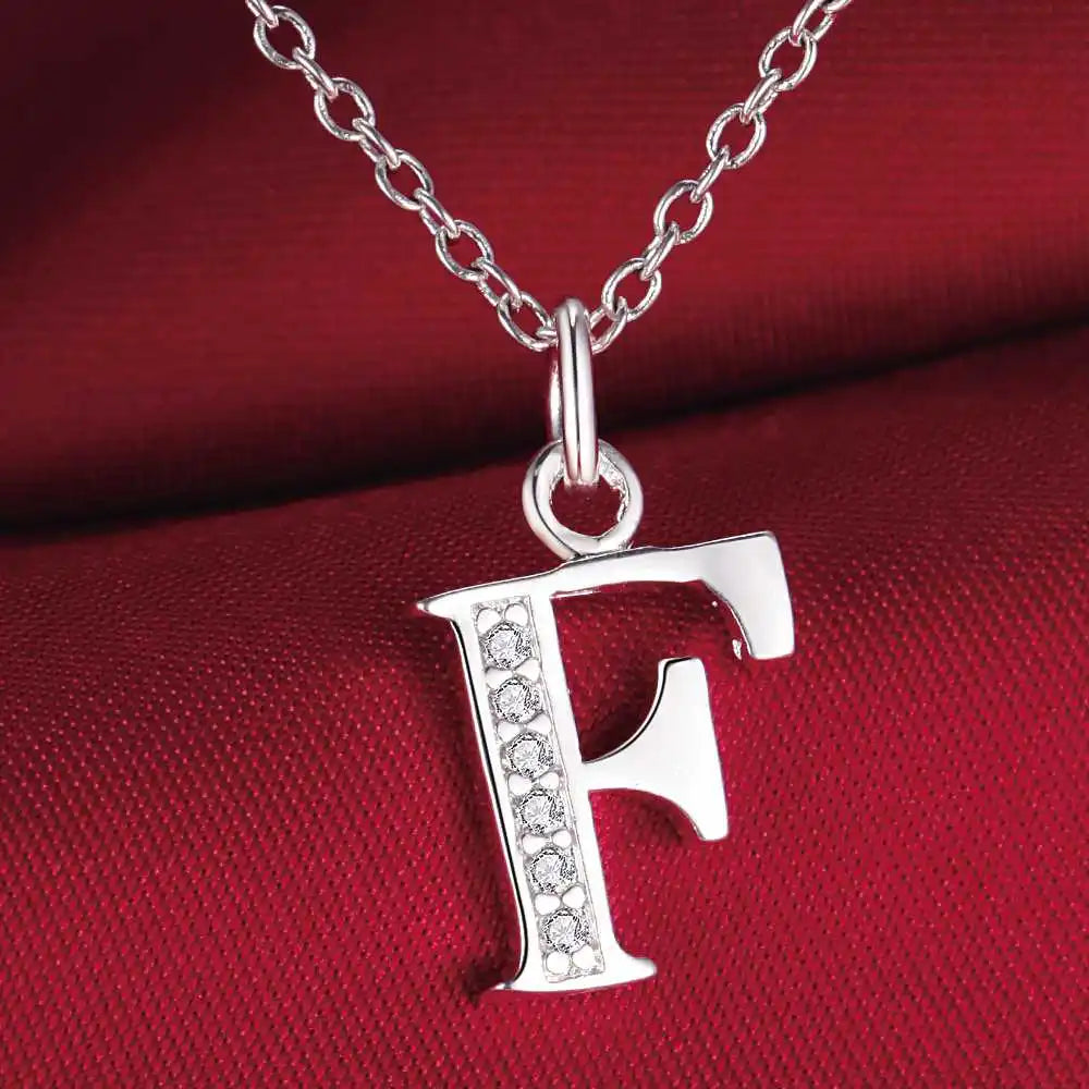 26 Letters 925 Sterling Silver Necklace Pendant – Zircon Accent Jewelry for Women - Image 7