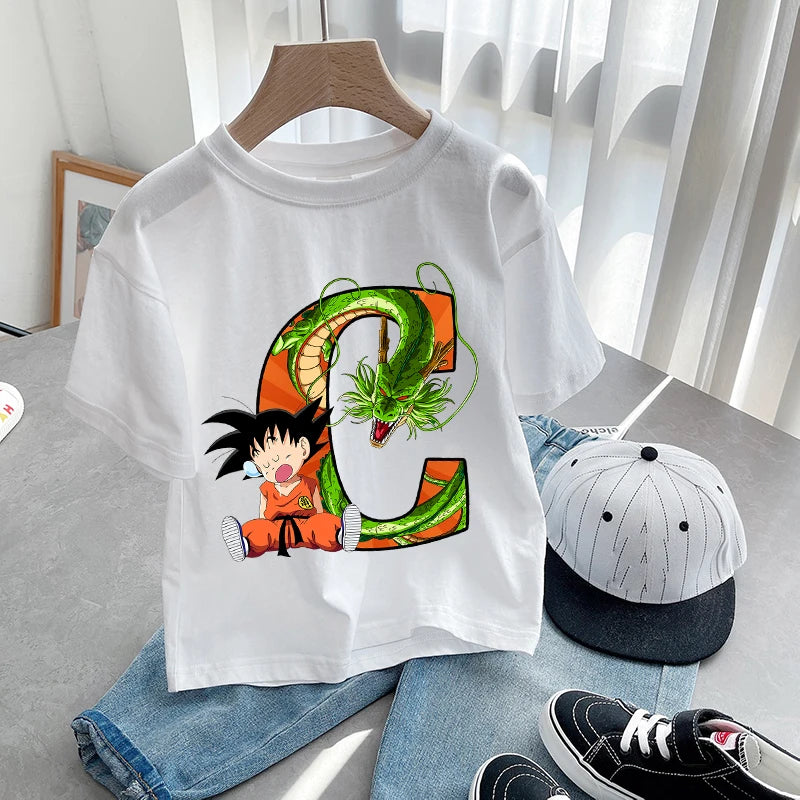 Dragon Ball Goku T-Shirt – A-Z Letter Print Cotton Tee for Boys & Toddlers - Image 3