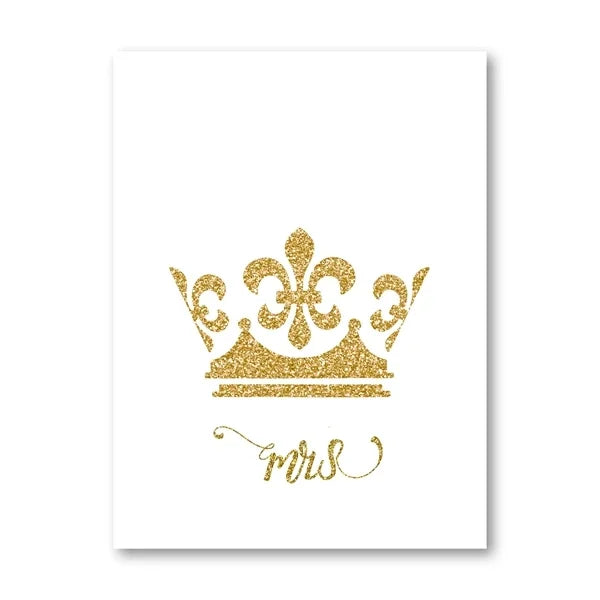 King and Queen Gold Crown Mr & Mrs Love Poster – Aesthetic Couple Canvas Wall Art - Image 7