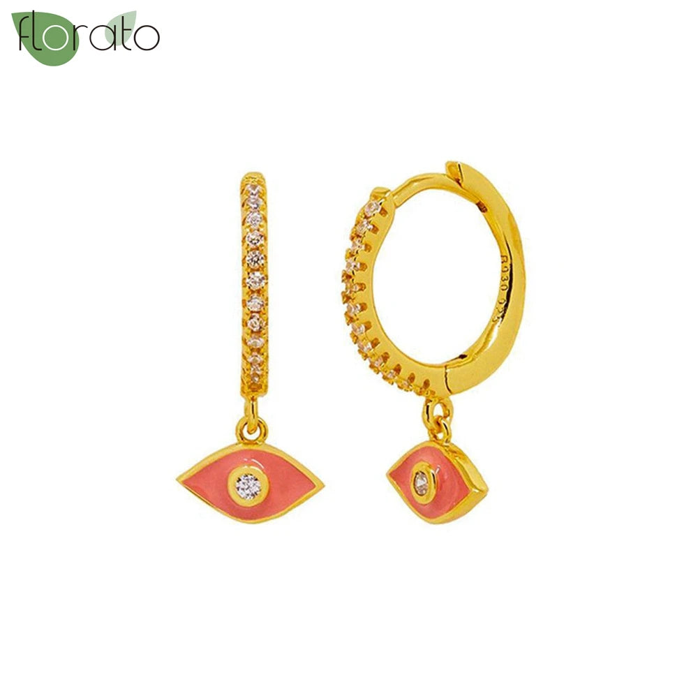 925 Sterling Silver Needle Vintage Gold Hoop Earrings – Evil Eye Pendant Jewelry for Women - Image 10