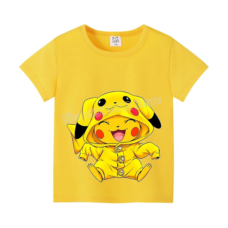 Pikachu Kids T-Shirt – Pokémon Summer Short Sleeve Tee with Lucario & Greninja Design - Image 20