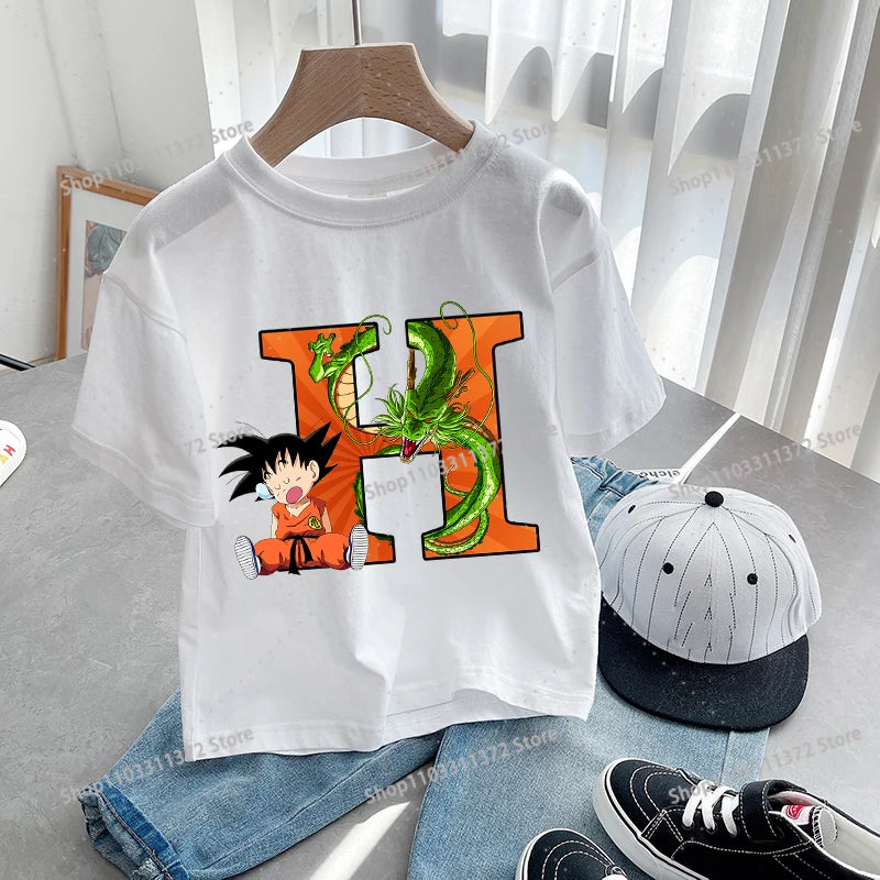 Dragon Ball Goku T-Shirt – A-Z Letter Print Cotton Tee for Boys & Toddlers - Image 22