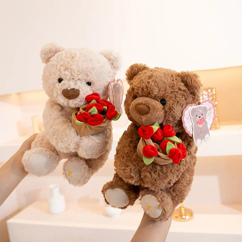 Romantic Teddy Bear Hugging Roses Bouquet – New Style Rose Bear Plush Toy - Image 2