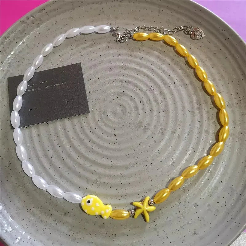 Cute Orange Ceramic Fish Necklace – Romantic Starfish & Fish Pendant for Summer Beach Style - Image 7