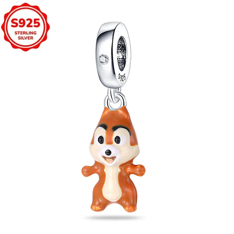 Disney 925 Sterling Silver Beads – Mickey, Stitch, Princess, Cinderella Charms for DIY Bracelets - Image 88