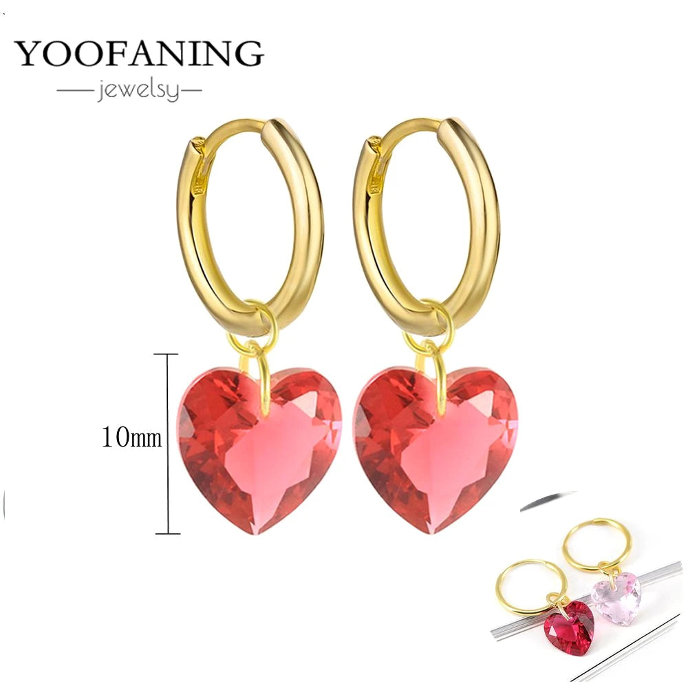 925 Sterling Silver Red Series Hoop Earrings – Red Zircon Love, Strawberry & Starfish Design - Image 12