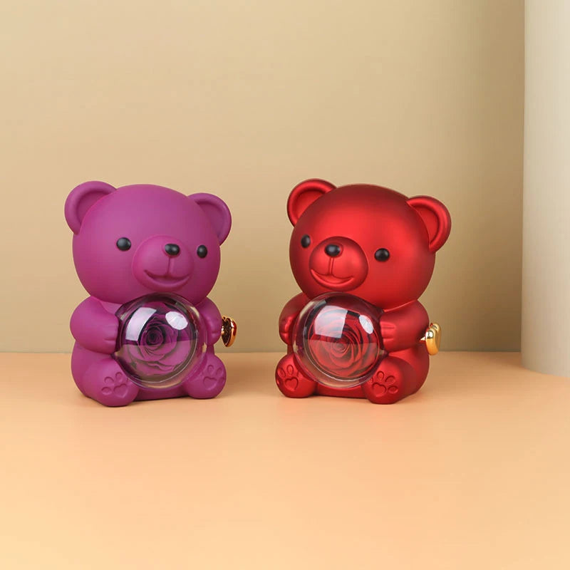 Custom Text Double Love Heart Eternal Necklace – With Luxury Bear & Rose Gift Box for Women - Image 5