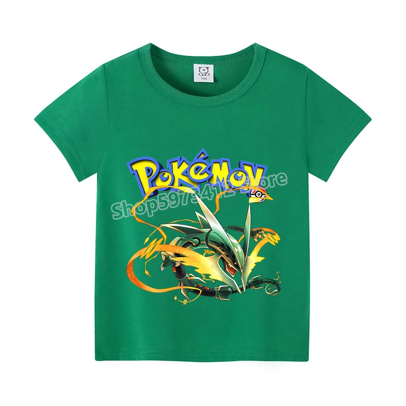 Pikachu Kids T-Shirt – Pokémon Summer Short Sleeve Tee with Lucario & Greninja Design - Image 13